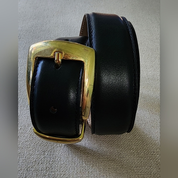 Talbots Leather Belt Women's Size M Black Made in Italy Ibel Buckle #6009 - Picture 3 of 10